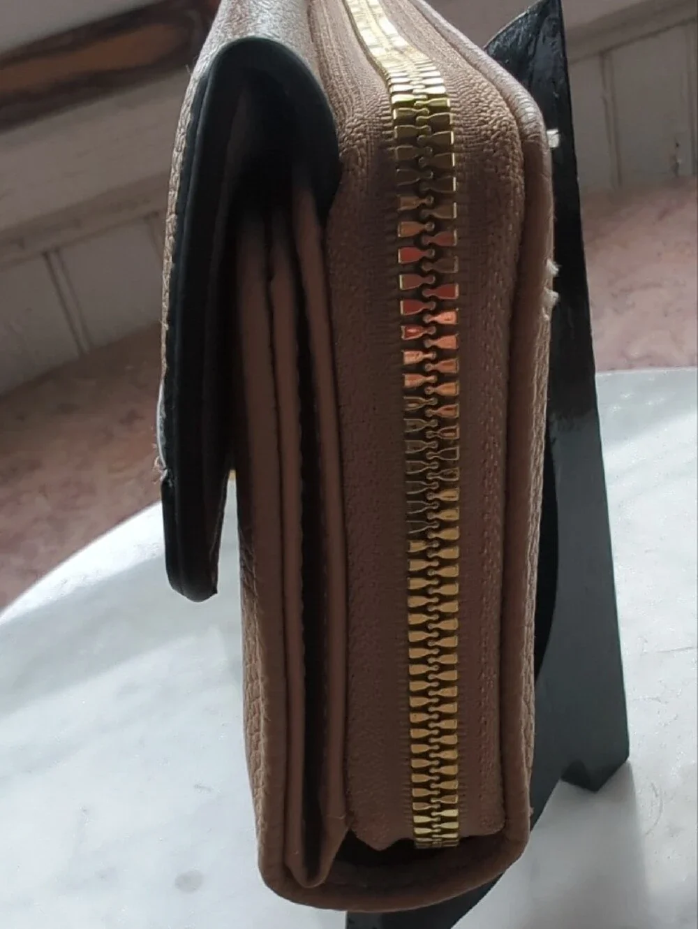 Pebbled Taupe Wallet with Gold Magnetic-Latch, NWOT
